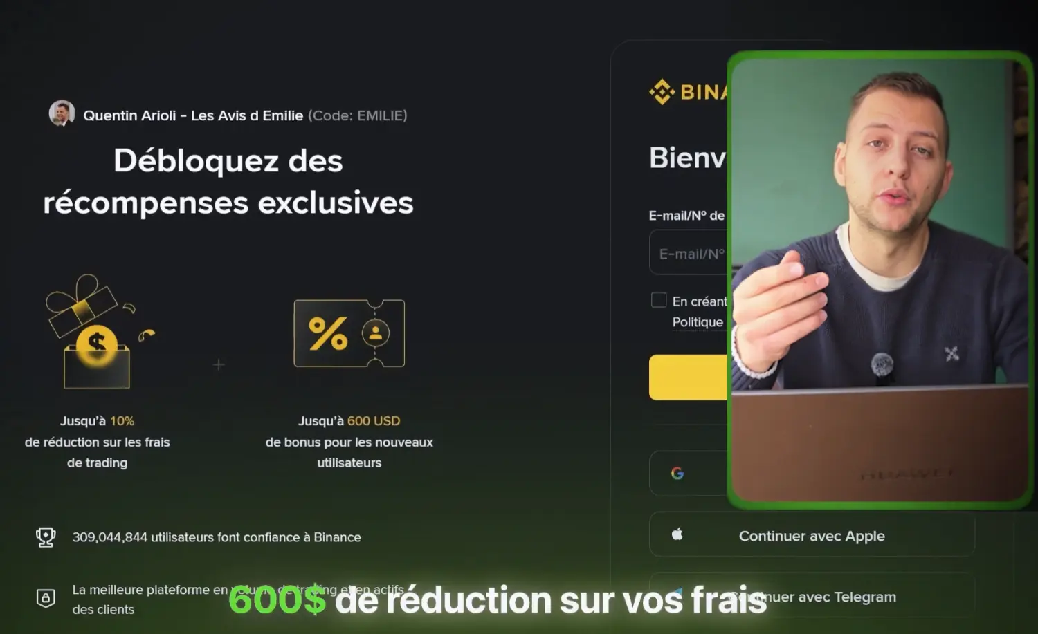 Avantages du programme de parrainage Binance avec le code EMILIE
