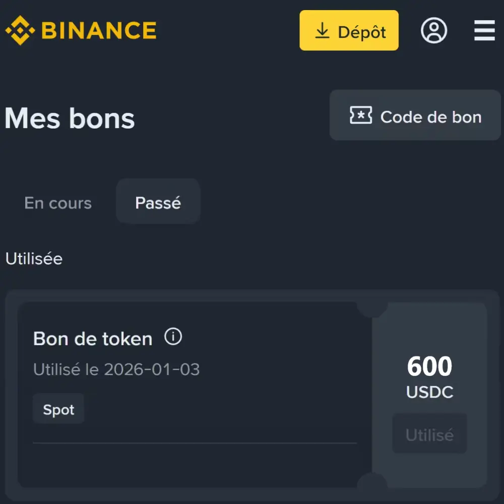 Bon de parrainage Binance jusqu'à 600 dollars avec le code EMILIE