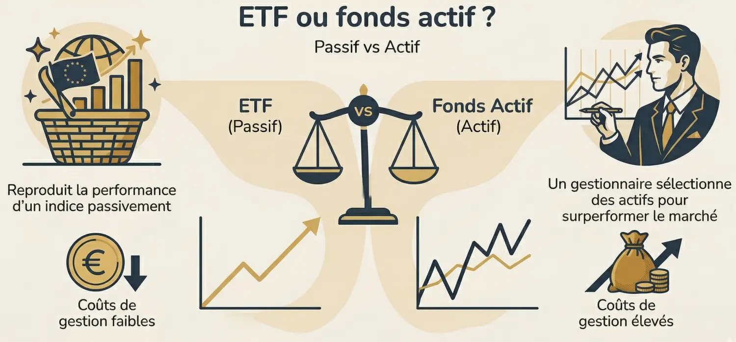 Infographie comparative entre ETF et Fonds actifs