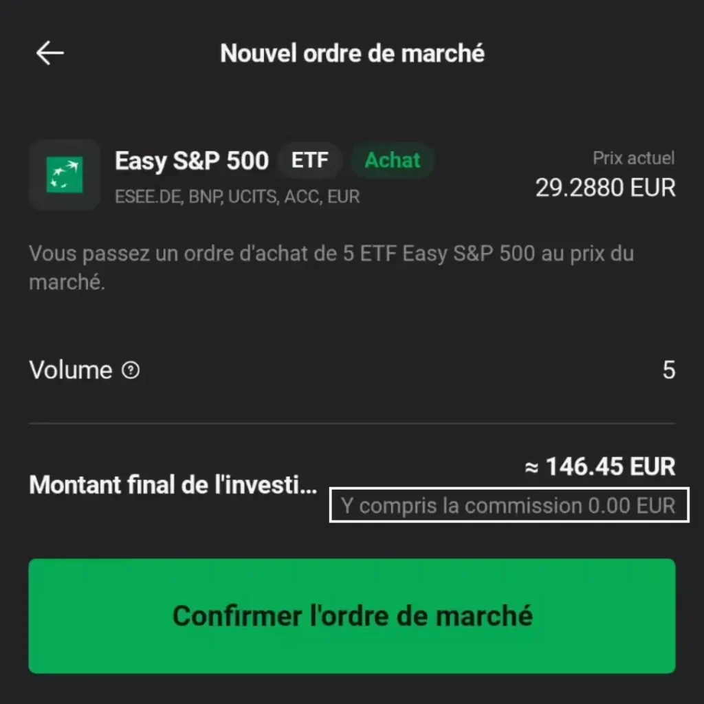 Aucun frais preuve achat pea xtb
