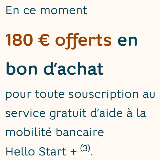 Bonus 180€ mobilité bancaire Hello Bank