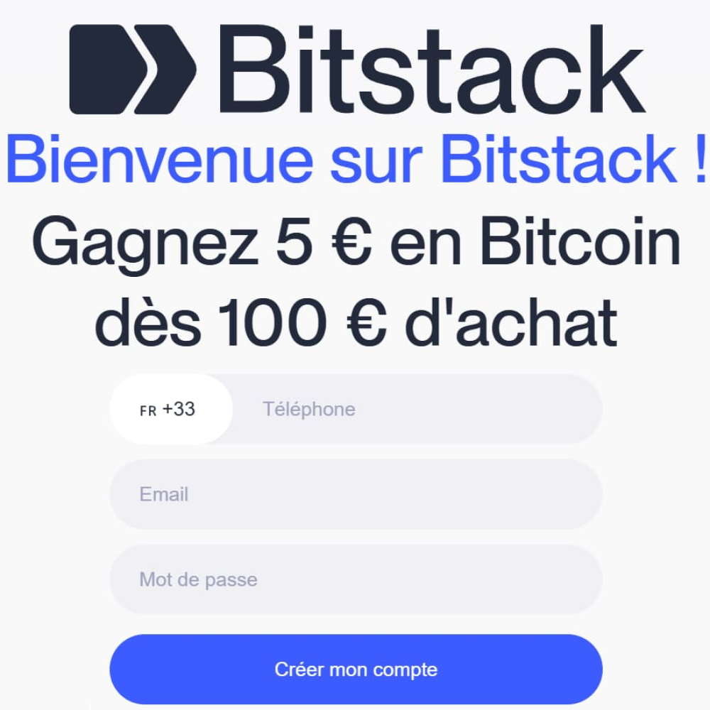 Offre bonus parrainage Bitstack : 5 € en bitcoin offerts