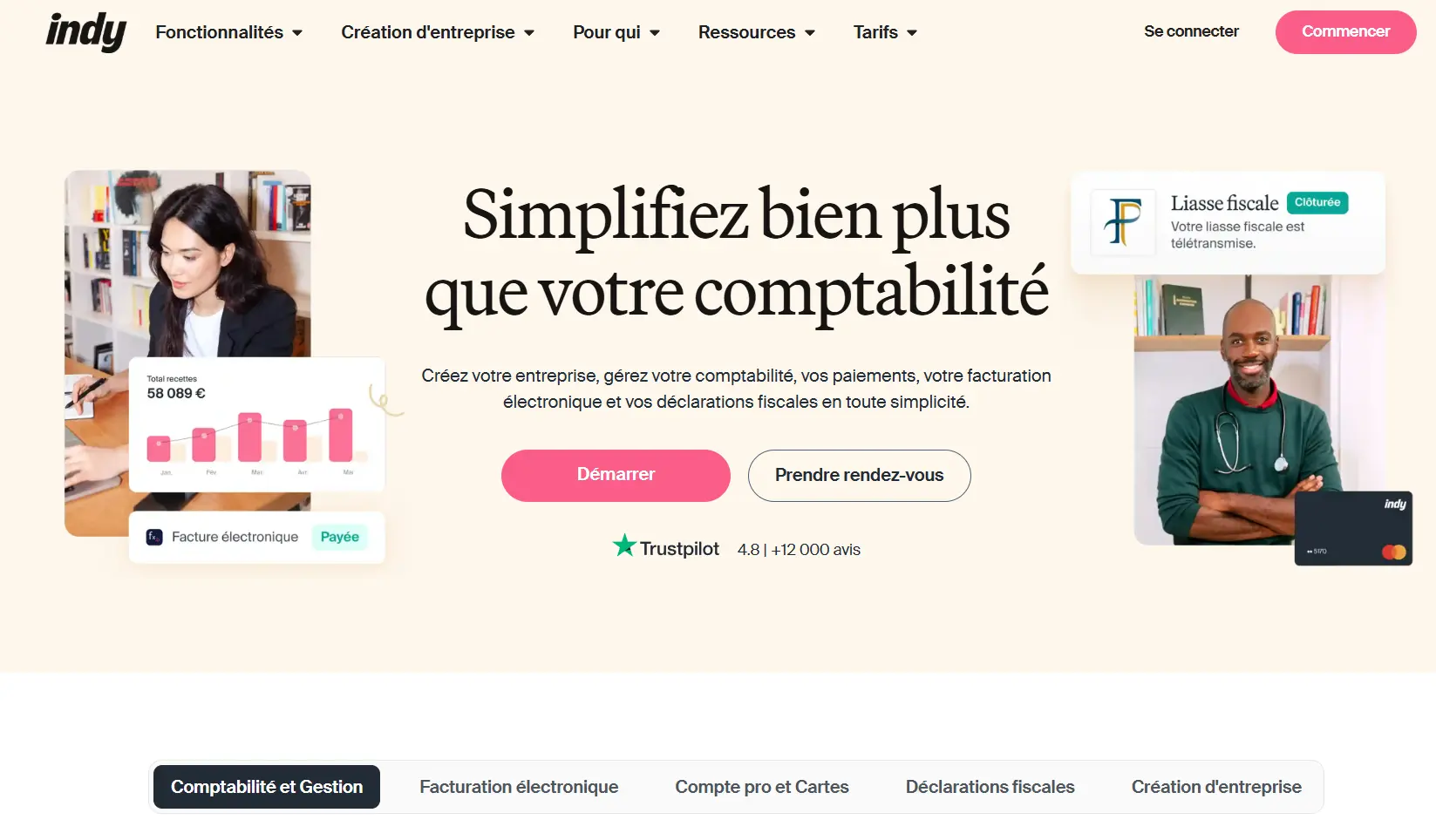 Interface Indy - compte pro et comptabilité pour auto-entrepreneur