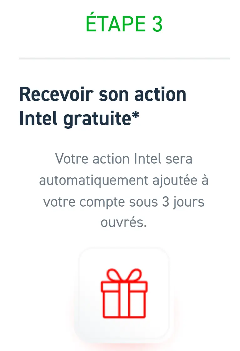 Étape 3 : recevoir son action Intel gratuite avec le code XTB INPARIS