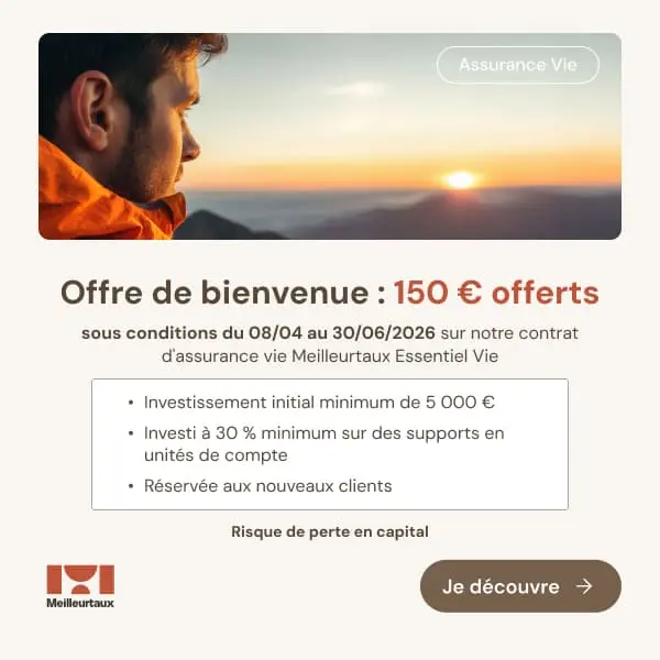 Offre de bienvenue 150€ code promo Meilleurtaux BIENVENUEMTP2026