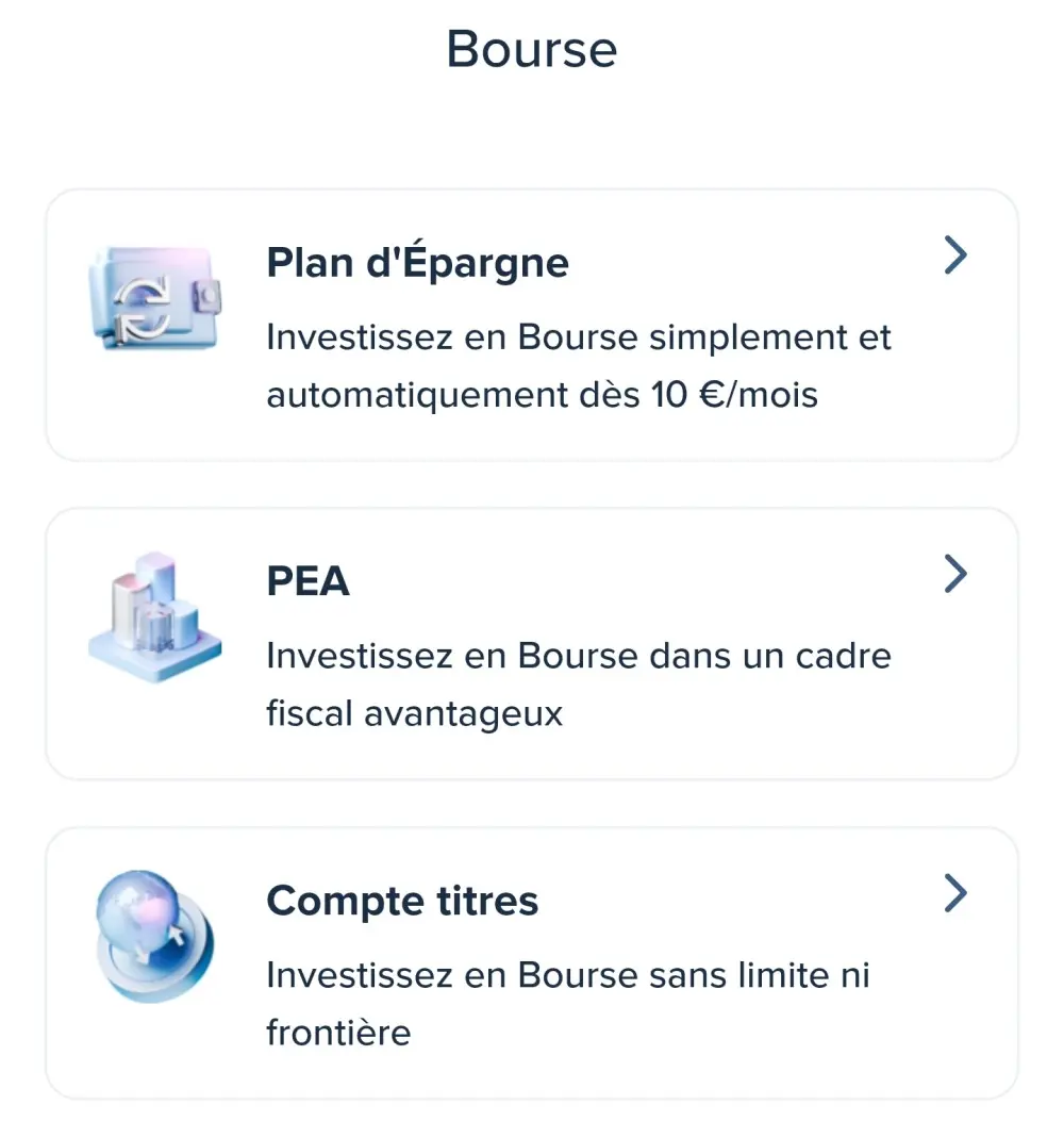 Produits de bourse disponibles chez Boursobank dans l'application