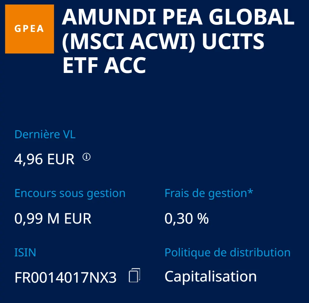 Msci acwi amundi etf pea global nouveau