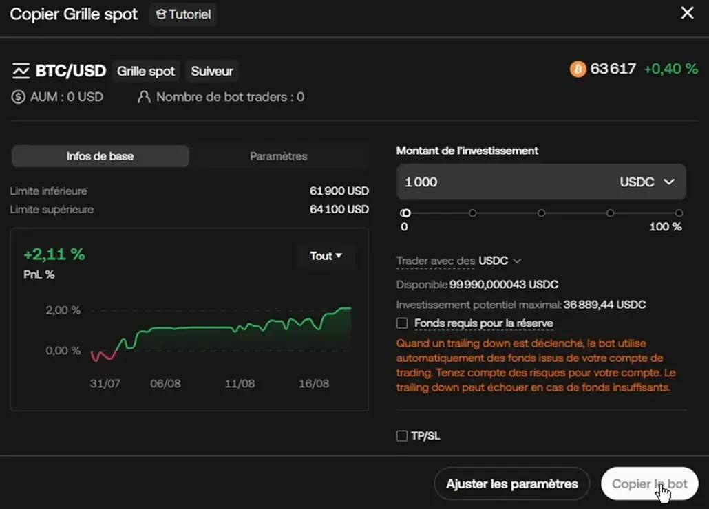 Copier bots dca okx interface ordinateur