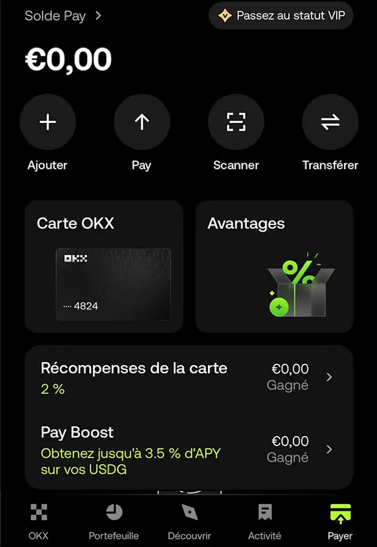 Interface okx card pay
