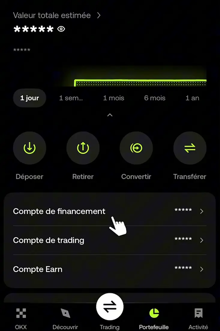 Portefeuilles okx choix du compte app mobile