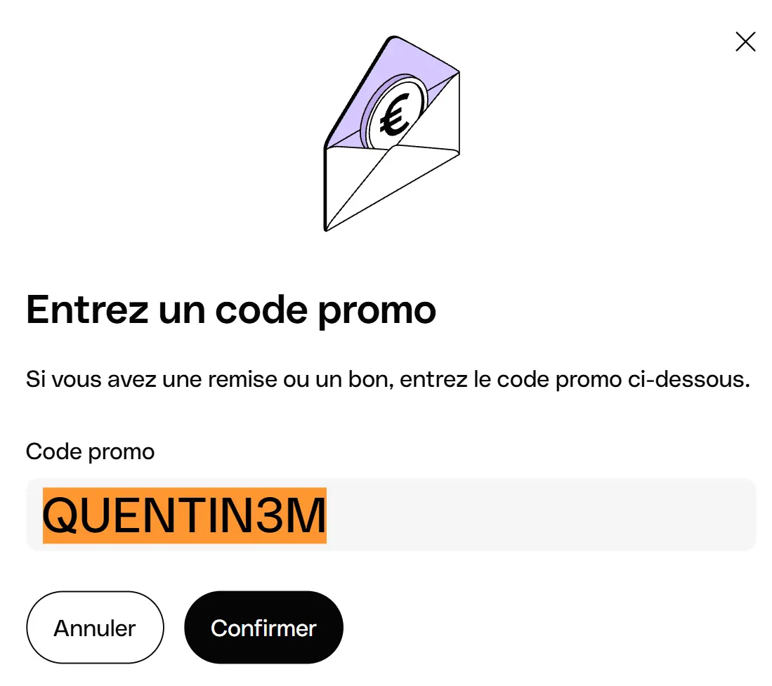 Champ saisie code promo qonto quentin3m