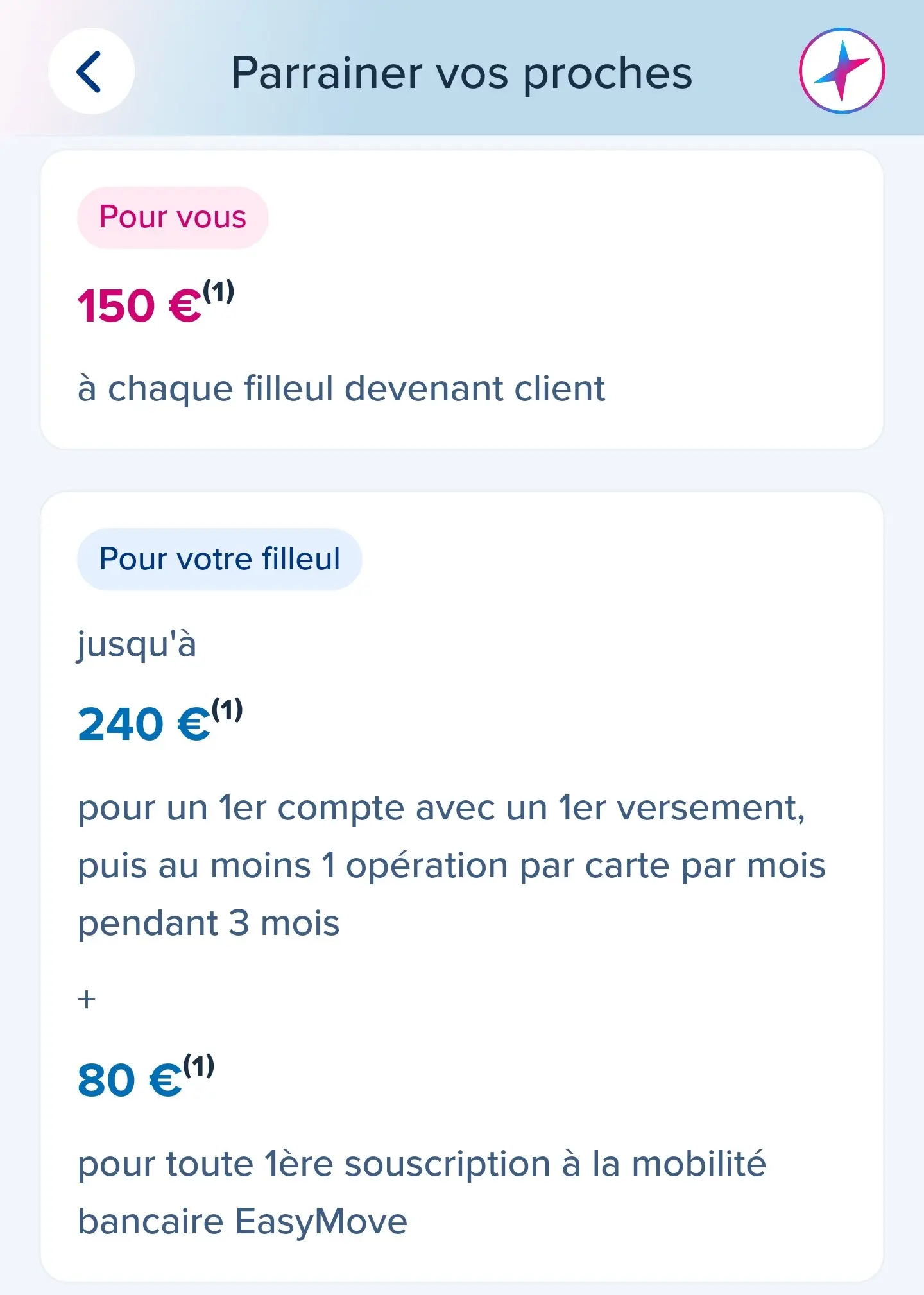 Details montant primes parrainages boursobank parrain et filleul