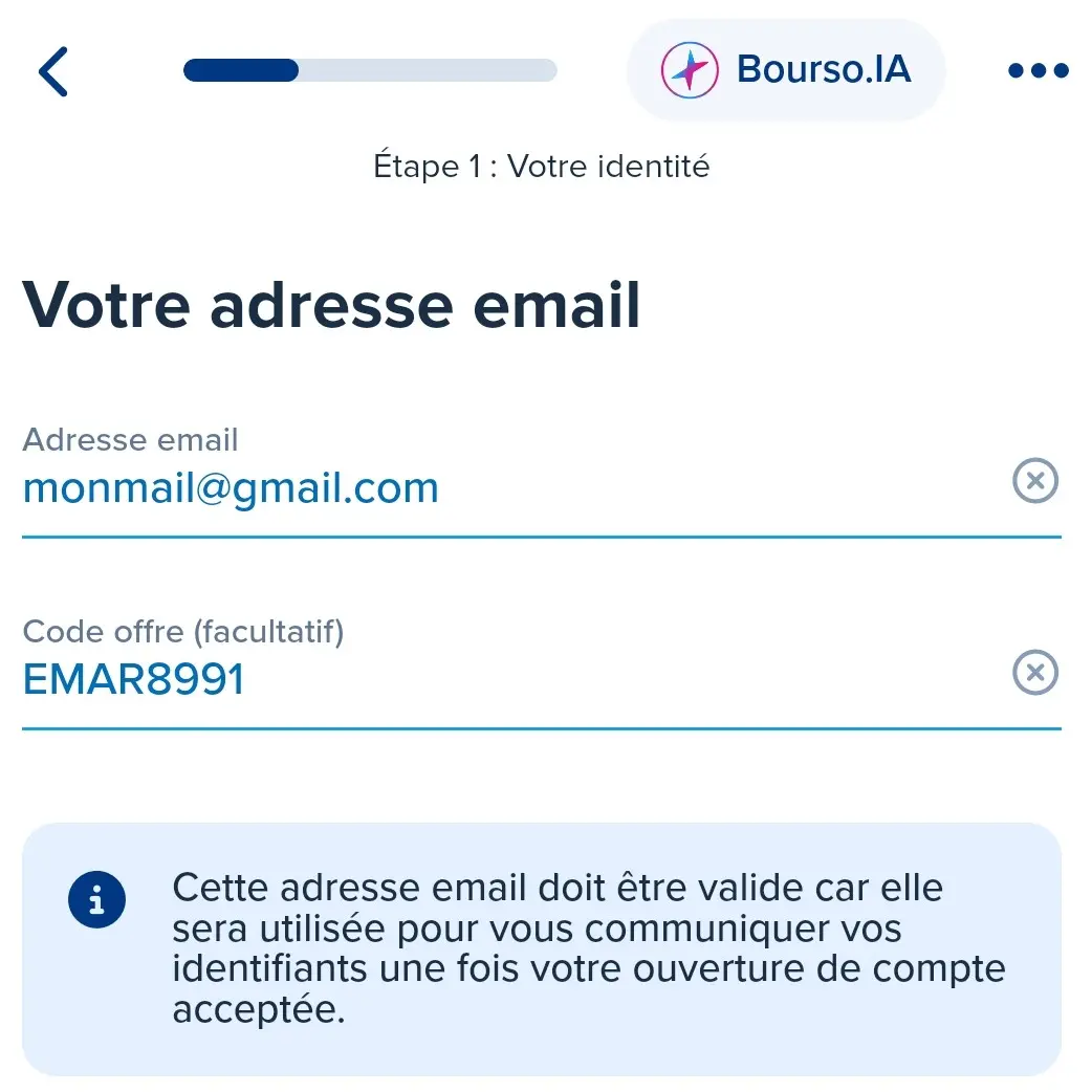Saisie code offre boursobank emar8991 parrainage